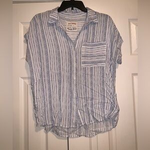 Girl Krazy Blue and White Striped Blouse